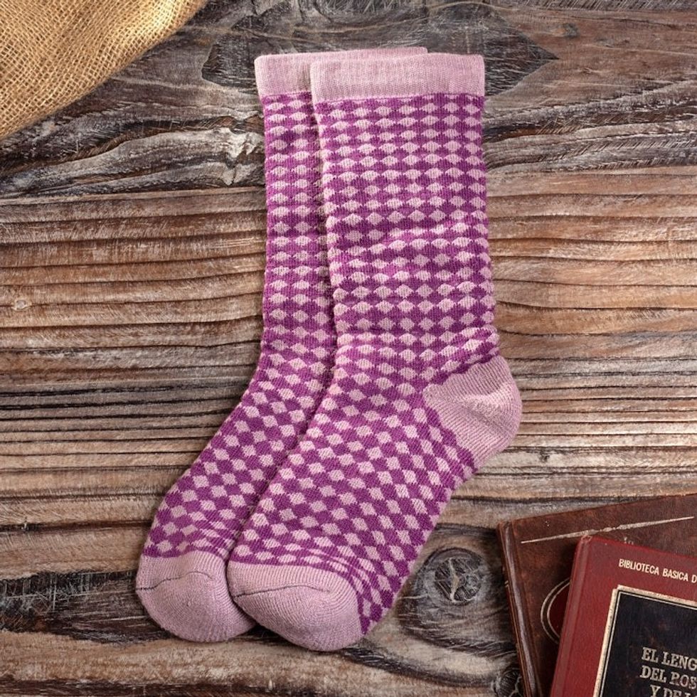 Dusty Lilac Alpaca Blend Socks Crafted in Peru 'Keep it Modern'