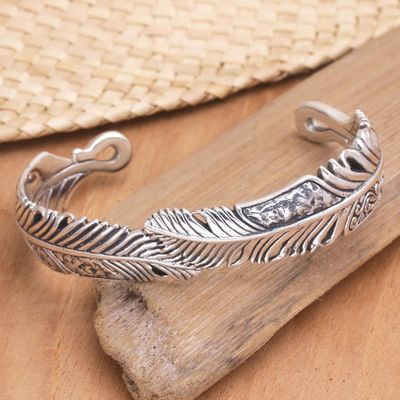 Alternate image for Sterling Silver Feather Cuff Bracelet from Bali Virtuous Feather