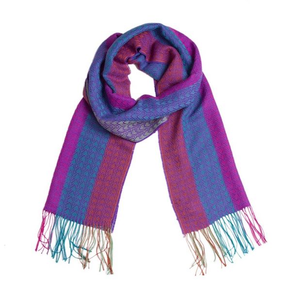 Alternate image for Hand Woven Striped Alpaca Blend Wrap Scarf from Peru Joyous Harmony
