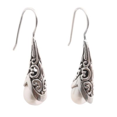 Alternate image for White Cultured Pearl Drop Earrings from Bali Emerging Beauty in White