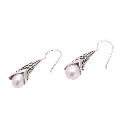 Alternate image for White Cultured Pearl Drop Earrings from Bali Emerging Beauty in White