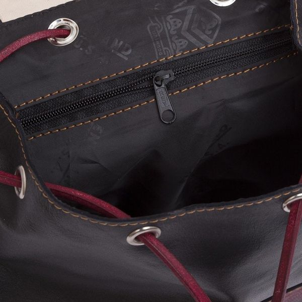 Alternate image for Handcrafted Crimson and Black Leather Backpack from Peru Ancient Elegance