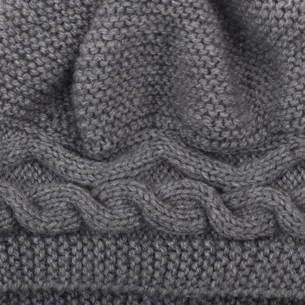 Alternate image for Hand-Knit Grey Alpaca Blend Cozy Winter Hat Gentle Grey Waves