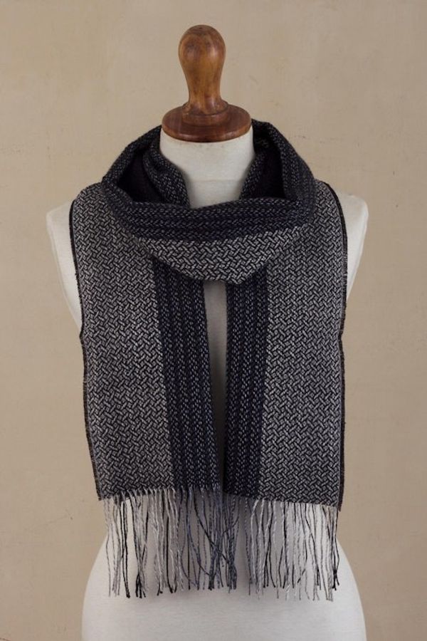 Alternate image for Unisex Alpaca Blend Scarf Night Wolf