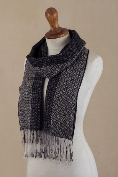 Alternate image for Unisex Alpaca Blend Scarf Night Wolf