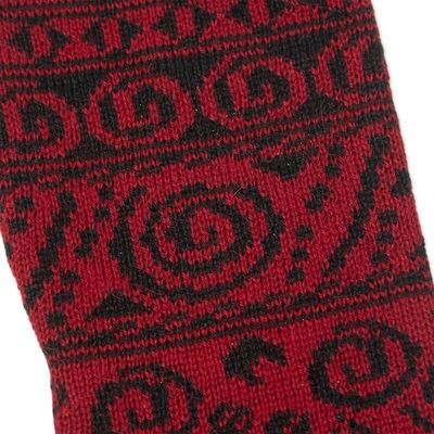 Alternate image for Alpaca Blend Fingerless Gloves in Crimson and Black Crimson World