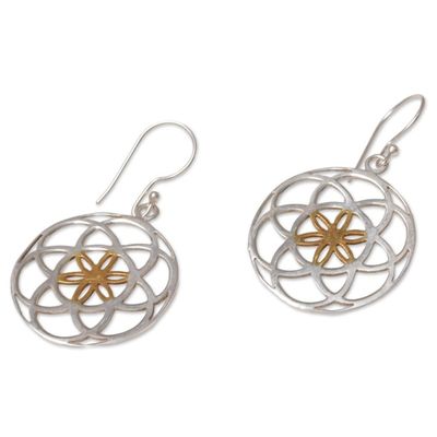Alternate image for Indonesian Sterling Silver and Gold Plated Dangle Earrings Blooms of Life