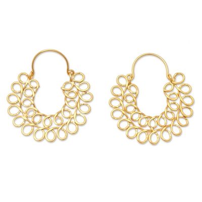 Alternate image for Modern 22k Gold-Plated Hoop Earrings with Intertwined Loops Loop Flair