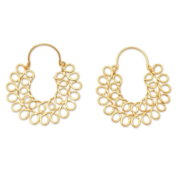 Alternate image for Modern 22k Gold-Plated Hoop Earrings with Intertwined Loops Loop Flair