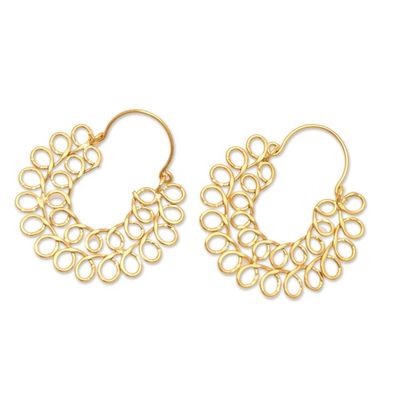 Alternate image for Modern 22k Gold-Plated Hoop Earrings with Intertwined Loops Loop Flair