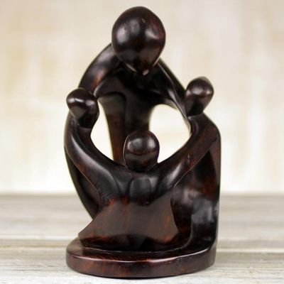 Alternate image for Hand Carved Wood Sculpture of Family from Ghana Mothers Children
