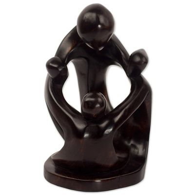 Alternate image for Hand Carved Wood Sculpture of Family from Ghana Mothers Children