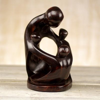 Alternate image for Hand Carved Wood Sculpture of Family from Ghana Mothers Children