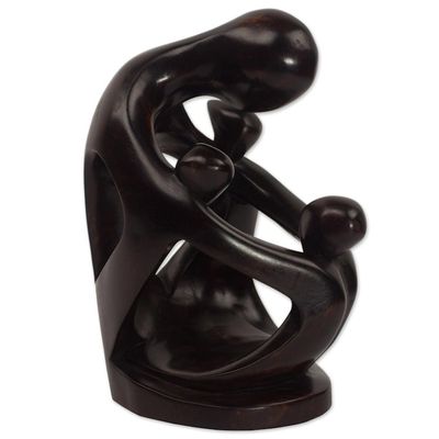 Alternate image for Hand Carved Wood Sculpture of Family from Ghana Mothers Children