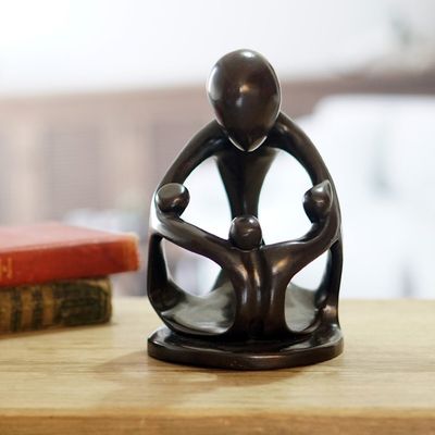 Alternate image for Hand Carved Wood Sculpture of Family from Ghana Mothers Children