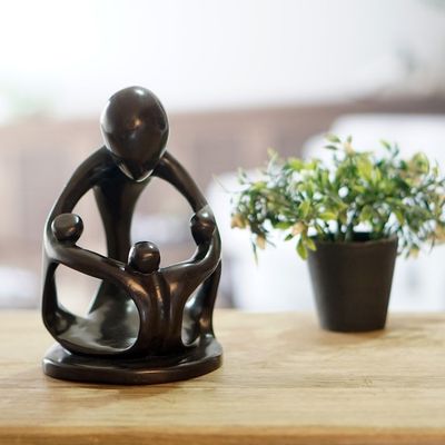 Alternate image for Hand Carved Wood Sculpture of Family from Ghana Mothers Children