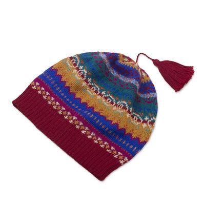 Alternate image for Colorful Patterned Alpaca Knit Hat Sierra Rainbow