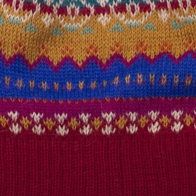 Alternate image for Colorful Patterned Alpaca Knit Hat Sierra Rainbow