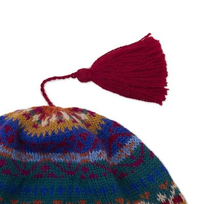 Alternate image for Colorful Patterned Alpaca Knit Hat Sierra Rainbow
