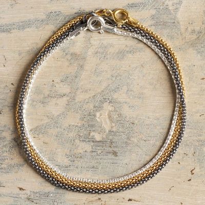 Alternate image for Gold and Sterling Silver Chain Bracelets Set of 3 Glamorous Medley