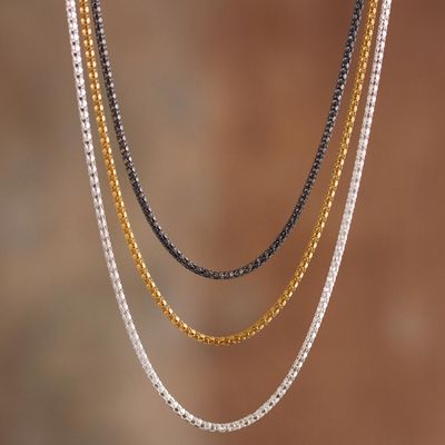 Alternate image for Mixed Finish Sterling and Gold Plated Necklaces Set of 3 Glamorous Medley