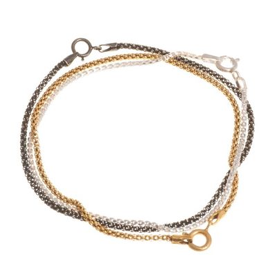 Alternate image for Gold and Sterling Silver Chain Bracelets Set of 3 Glamorous Medley