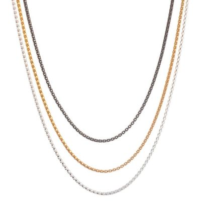Alternate image for Mixed Finish Sterling and Gold Plated Necklaces Set of 3 Glamorous Medley