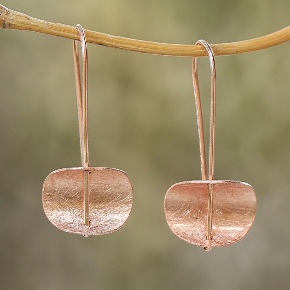 Modern Rose Gold Plated Sterling Silver Drop Earrings 'Urban Minimalism'