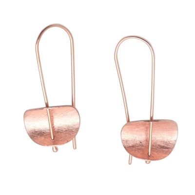 Alternate image for Modern Rose Gold Plated Sterling Silver Drop Earrings Urban Minimalism