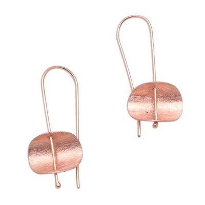 Alternate image for Modern Rose Gold Plated Sterling Silver Drop Earrings Urban Minimalism