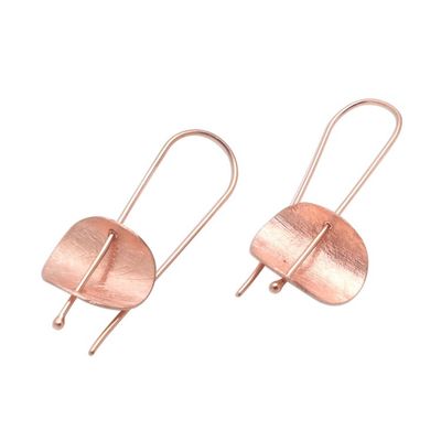 Alternate image for Modern Rose Gold Plated Sterling Silver Drop Earrings Urban Minimalism