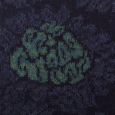 Alternate image for Knit 100 Alpaca Floral Fingerless Mitts Blue Dream Garden