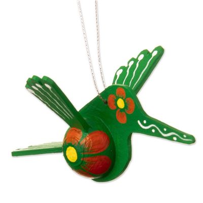 Alternate image for Green Hand-Painted Hummingbird Christmas Ornament Emerald Hummingbird