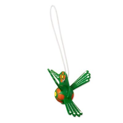 Alternate image for Green Hand-Painted Hummingbird Christmas Ornament Emerald Hummingbird