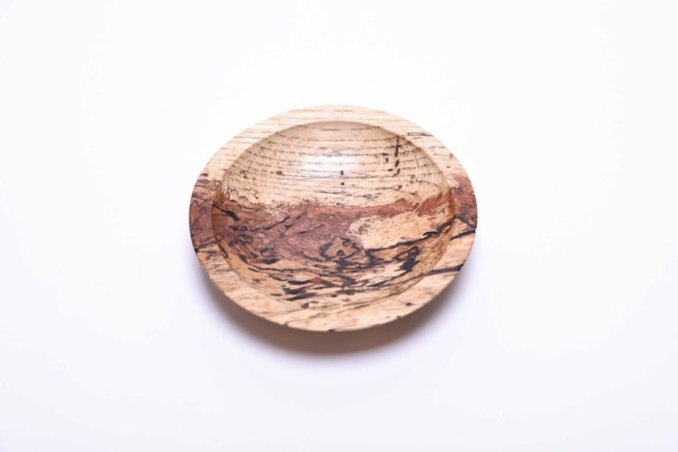 Spalted Wormy Oak Crotch Burl Wooden Ring Dish   #2329   4 7/8" x 1"