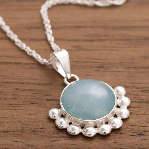 Alternate image for Blue Opal Pendant Necklace from Peru Bauble Delight