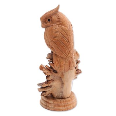 Alternate image for Jempinis Wood Owl Sculpture from Bali Perched Owl