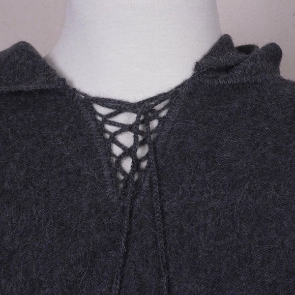 Alternate image for Graphite Grey Alpaca Blend Hooded Poncho for Men Highlands Grey