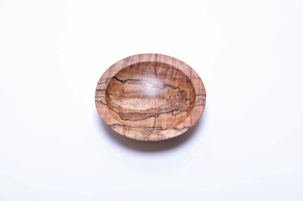 #2395 Small Spalted Big Leaf Maple Wooden Ring Dish 3 7/8" x 7/8"