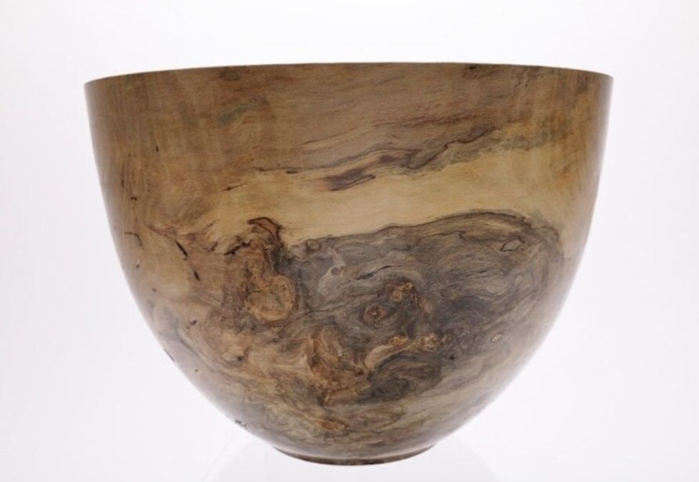 #1789 Wormy Magnolia Burl Wooden Bowl   12 1/2" X 9 1/4"