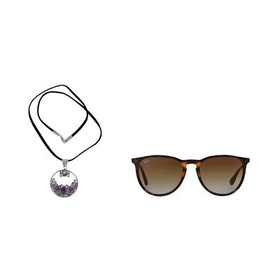 Alternate image for Amethyst and Sterling Silver Necklace Bali Jewelry Frangipani Moon