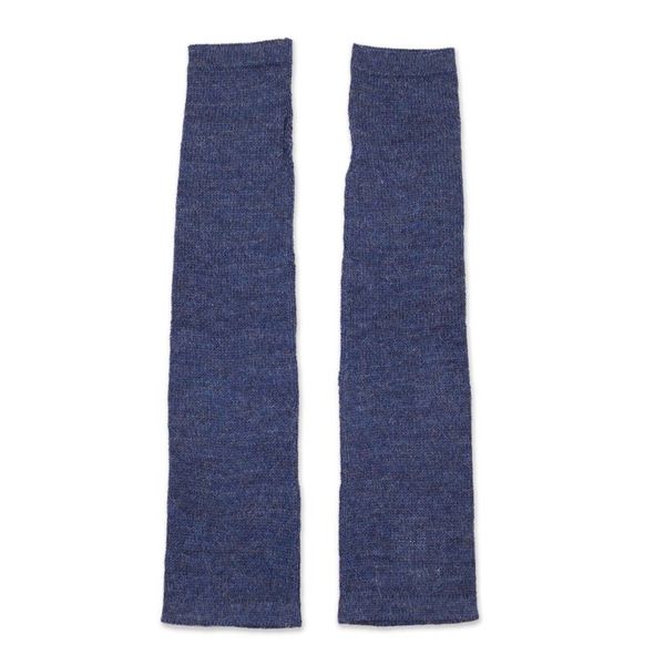 Alternate image for Navy 100 Baby Alpaca Cable Knit Fingerless Mitts from Peru Luscious Twist in Navy