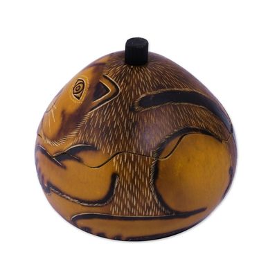Alternate image for Andean Artisan Crafted Dried Mate Gourd Cat Box Andean Feline