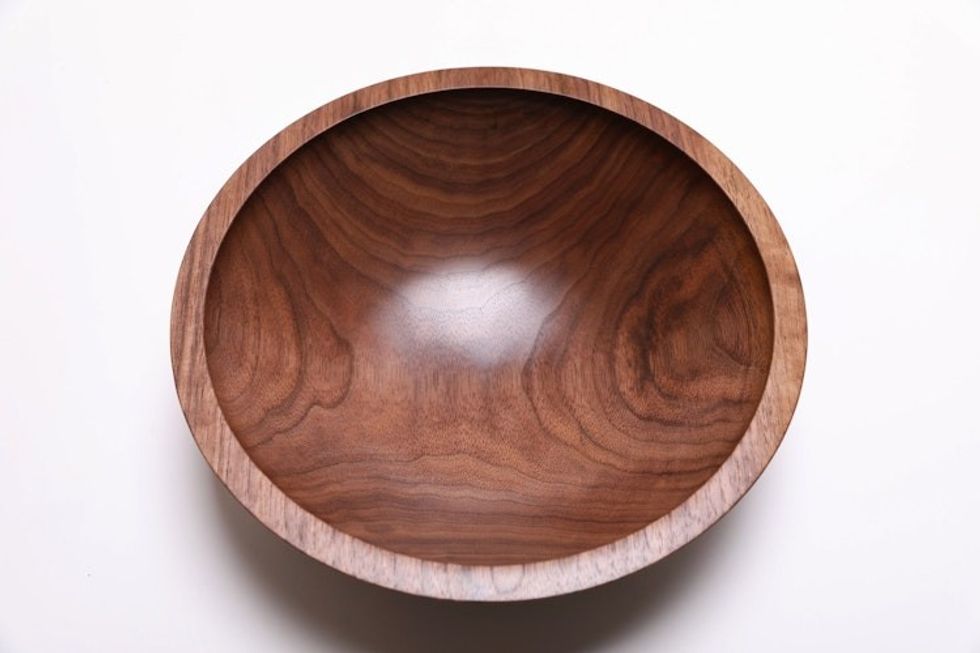 #2314 Curly Wild Black Walnut Wooden Fruit and Salad Bowl 10 3/8" x 3 1/4"