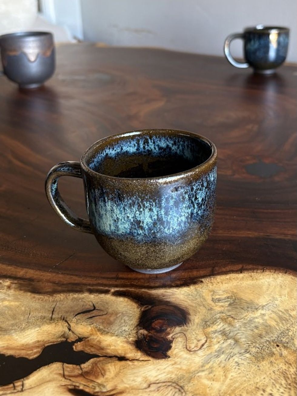 Black clay mug