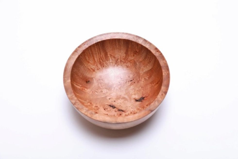 #2373 Birdseye Big Leaf Maple Burl Wooden Bowl 4 5/8" x 2"