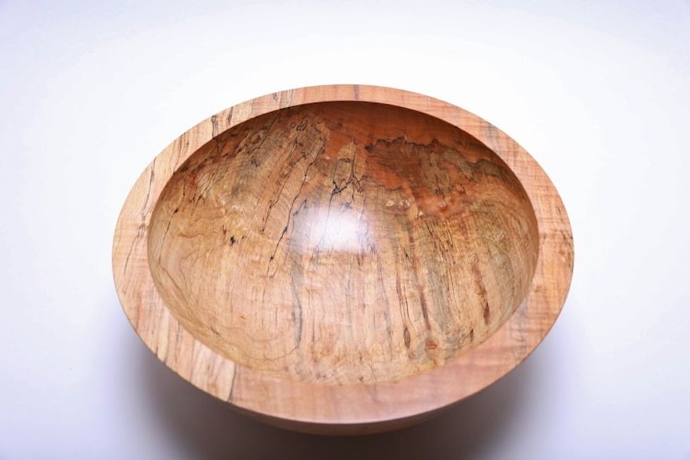 #1796-3 Spalted Maple Wooden Bowl 14 1/2" X 5 1/4"