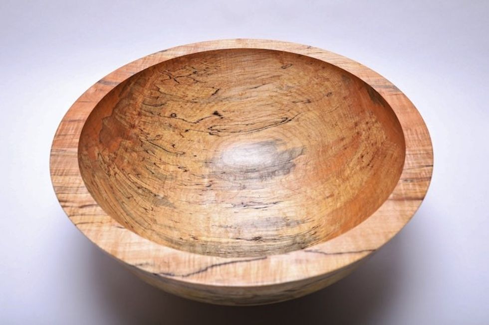 #1796-4 Spalted Maple Wooden Bowl 19 5/8" X 8 1/4"