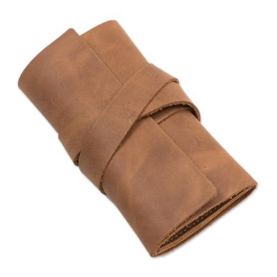 Alternate image for Handmade Leather Cable Case from Peru Rugged Modernity