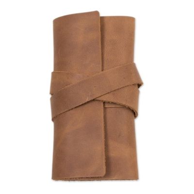 Alternate image for Handmade Leather Cable Case from Peru Rugged Modernity